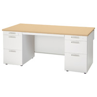 プラス LAデスク 両袖机 ホワイトメープル×ホワイト 幅1600×奥行700×高さ700mm LA-W167D-33 WM/W 1台（直送品）