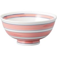 器望 飯碗 あいぼりー二色ライン汁椀（赤） [5個入] kbu-0507465026（直送品）