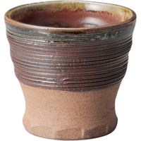 器望 焼酎カップ 赤イラホ口元流杵形 面取カップ [5個入] kbu-0545361002（直送品）