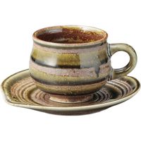 器望 カップ＆ソーサー オリベラインコーヒー碗皿 [3個入] kbu-0545738058（直送品）