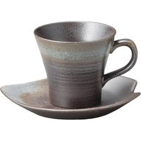 器望 カップ＆ソーサー 黒イガ新型コーヒー碗皿 [4個入] kbu-0546739058（直送品）