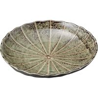 器望 中皿 十草 (深緑)菊型7.5皿 [4個入] kbu-0565292007（直送品）