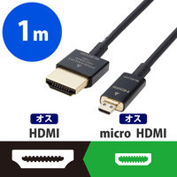 microHDMIケーブル プレミアム スーパースリム 4K2K RoHS準拠 黒 DH-HDP14SSU10BK エレコム 1個