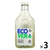 エコベール ゼロ 洗濯洗剤 液体 ランドリーリキッド 濃縮タイプ（無香料・無着色）1500mL 1セット（3個） 衣料用洗剤 ECOVER