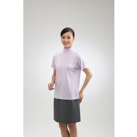 シルク ハイネック 半袖 インナー Tシャツ 女性用 ラベンダー