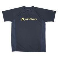 ファイテン（phiten） RAKUシャツSPORTS（SMOOTH DRY）半袖 ネイビー×イエローロゴ