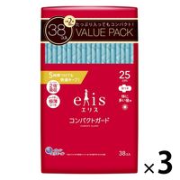 大容量 エリス コンパクトガード 羽つき 多い昼用 25cm 1セット（38枚×3個） 極薄シート 大王製紙 エリエール 生理用品