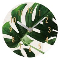 ケーアイジャパン 置き時計 エクラク デスククロック モンステラ インテリア ホワイト 白 アナログ 367354 1個（直送品）