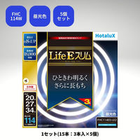 ホタルクス 丸形スリム管　高周波点灯専用蛍光ランプ　20形+27形+34形　ライフEスリム　昼光色 FHC114ED-LE2 1セット（15本：3本×5個）