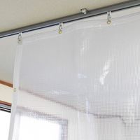 上村産業 防炎糸入り透明ビニールカーテン 0.37mm厚（耐候/制電/UVカット）