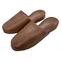 オーミケンシ 高級レザー調スリッパ ダークブラウン 10800047 1セット(3足)