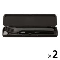 無印良品 フォーク＆スプーンセット 黒 約幅18×奥行5×高さ2cm 2セット 良品計画