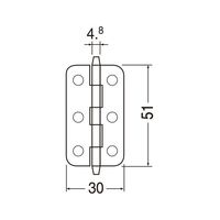 シロクマ 隅丸ロング丁番(鉄)51ミリ GB 50枚 BF4 1パック（直送品）