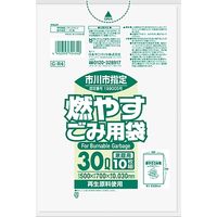 日本サニパック 市川市 可燃 白半透明 30L 10枚 0.030 GR4 1箱（600枚：10枚入×60パック）（直送品）