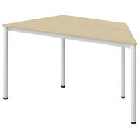 アスクル マルチワークテーブル 台形 幅1400×奥行600×高さ720mm ライトウッド天板・ホワイト脚 1台  オリジナル
