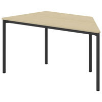 アスクル マルチワークテーブル 台形 幅1400×奥行600×高さ720mm ライトウッド天板・ブラック脚 1台  オリジナル