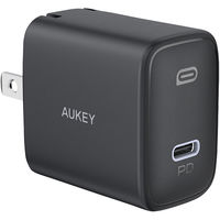 USB充電器 USB Type-C×1ポート 20W PD対応 折りたたみ式 Swift ブラック AC アダプター AUKEY