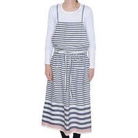 テクノプライム エプロン ポケット付き ボーダー 綿麻ギャザー フルッタ ネイビー 392056 1個（直送品）