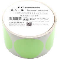 mt 丸シールロール ショッキンググリーン（50mmΦ×100枚） MTSEAR12 1個 カモ井加工紙（直送品）