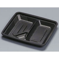 福助工業 弁当容器 フルレンジLA-227-2H 黒 600枚(50×12) 569659 1ケース(600枚入(50枚×12袋))（直送品）