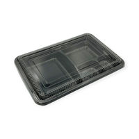 福助工業 弁当容器 LC新 LC-609黒 透明蓋付 600枚(50×12) 576212 1ケース(600枚入(50枚×12袋))（直送品）