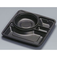 福助工業 弁当容器 フルレンジLA-22-3H 黒 600枚(50×12) 581216 1ケース(600枚入(50枚×12袋))（直送品）