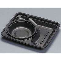 福助工業 弁当容器 フルレンジLA-227-5H 黒 600枚(50×12) 581593 1ケース(600枚入(50枚×12袋))（直送品）