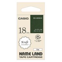 カシオ CASIO ネームランド テープ スタンダード 幅18mm 緑ラベル
