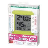 熱中症・インフルエンザ警報付きデジタル温湿度計 グリーン DO02GR ヤザワコーポレーション