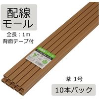 オーム電機 配線モール テープ付き 1号 茶 1m 10本 DZ-PMT11-T10P（直送品）