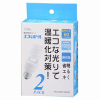 オーム電機 エコなボール 電球形蛍光灯 E26 スパイラル形 60W相当 昼光 EFD15ED/12NX2P 1個