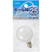 オーム電機 白熱電球 ミニボール球 G40 E12 ホワイト 25W 61mm OHM LB-G4225-W（直送品）