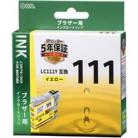 オーム電機 ブラザー LC111Y対応 互換インクカートリッジ イエロー INK-B111B-Y 1個