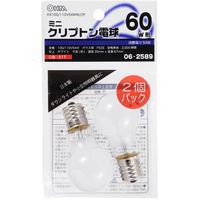 オーム電機 ミニクリプトン電球 E17 60W形 ホワイト 2個入 OHM KR100/110V54WW/2P 1パック(2個)