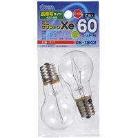 オーム電機 ミニクリプトン電球 E17 60W相当 54W クリア 2個入 日本製 OHM LB-PS3760K-CLL2（直送品）