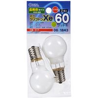 オーム電機 ミニクリプトン電球 E17 60W相当 54W ホワイト 2個入 日本製 OHM LB-PS3760K-WLL2（直送品）