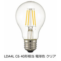 オーム電機 LED電球 フィラメント 一般電球形 E26 40W形相当 クリア 電球色 全方向 LDA4L C6（直送品）