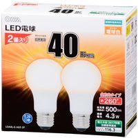 オーム電機LED電球 一般電球形 E26 40W形相当 全方向 密閉器具対応 全長106mm 2個入 LDA4