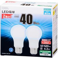 オーム電機LED電球 一般電球形 E26 40W形相当 昼白色 全方向 密閉器具対応 520lm 全長106mm 2個入 LDA4N-G AG5 2P（直送品）