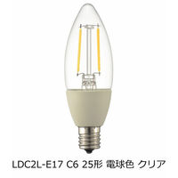 オーム電機 LED電球 フィラメント シャンデリア形 E17 25W相当 クリ LDC2L-E17 C6 1個