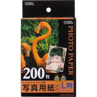 オーム電機 写真用紙 光沢 L版 200枚入り PA-PRC-L/200（直送品）