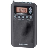 オーム電機 AudioComm FMステレオ/AMポケットラジオ DSP ワイドFM ブラック RAD-P350N-K（直送品）