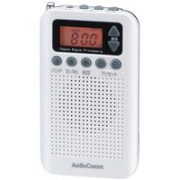 オーム電機 AudioComm FMステレオ/AMポケットラジオ DSP ワイドFM ホワイト RAD-P350N-W（直送品）