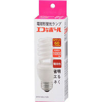 オーム電機 エコなボール 電球形蛍光灯 E26 スパイラル形 60W相当 電球色 EFD15EL/12N（直送品）