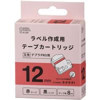 テプラPRO用　互換ラベル　テープカートリッジ　12mm　赤ラベル（黒文字）　TC-K12R　　オーム電機（直送品）