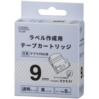 テプラPRO用　互換ラベル　テープカートリッジ　9mm　透明ラベル（黒文字）　TC-K9T　　オーム電機（直送品）