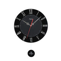 LINKSPIRE タイム ガラススロースイング振り子クロック ブラック 掛け時計 [スイープ] 直径300mm FGM-8403BK 1個（直送品）