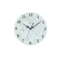 LINKSPIRE タイム ボタニカルガラスクロック 掛け時計 [スイープ] 直径300mm GK-8404WT 1個（直送品）