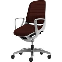 オカムラ ルーチェチェアホワイトフレーム肘つき レッド 605幅×526奥行