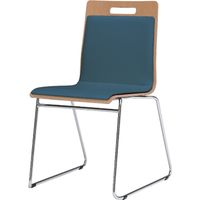 ミーティングチェアモノスループLパッド ネオウッドミディアム+スモークブル 467幅×522奥行×445座高×804高さmm 9327BX MY51（直送品）